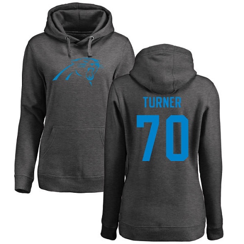 Carolina Panthers Ash Women Trai Turner One Color NFL Football #70 Pullover Hoodie Sweatshirts->women nfl jersey->Women Jersey
